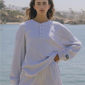 Daily Drills Oversized Thermal Henley/Shorts Set